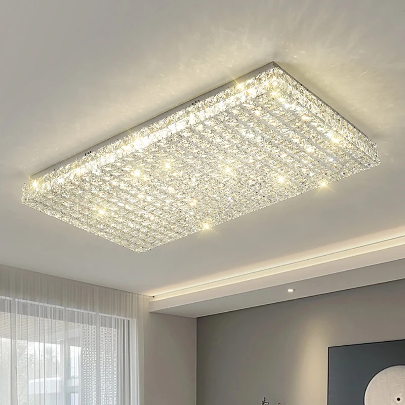 星的光轻奢水晶客厅吸顶长方形灯中山灯具现代简约大气2025年新款