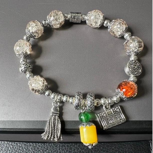 800银手链 复古民族风彩流苏手链女饰品藏银吊坠手串网红  质嘉