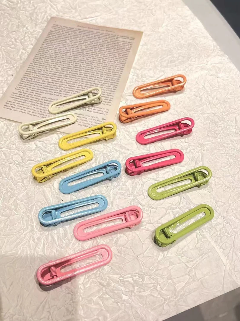 【九宫格+许愿＋对碰】亮面鸭嘴夹6㎝高颜值发夹diy配件马卡糖果色