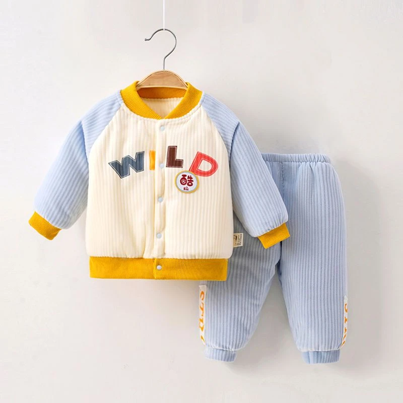 宝宝保暖衣套装三层儿童棉袄棉裤婴儿衣服秋冬加厚男童女