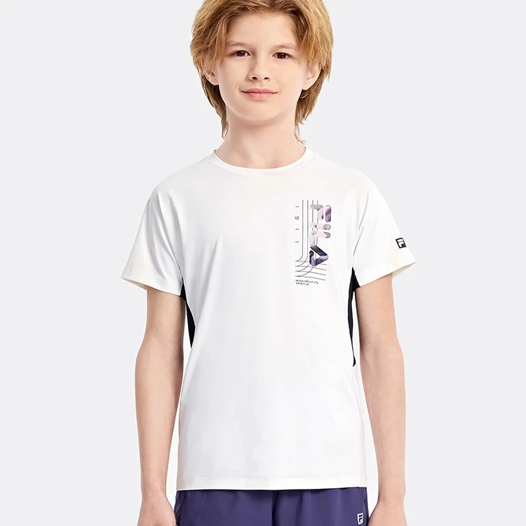FILA斐乐儿童男大童短袖T恤新款儿童运动跑步上衣K12B433123F