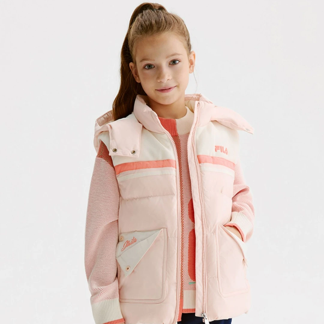 FILA/斐乐儿童女大童羽绒马甲24冬季新款保暖休闲上衣K12G442910F