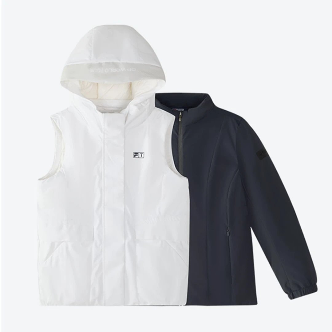 FILA/斐乐童装女大童羽绒服24冬款保暖运动两件套上衣K12G443954F
