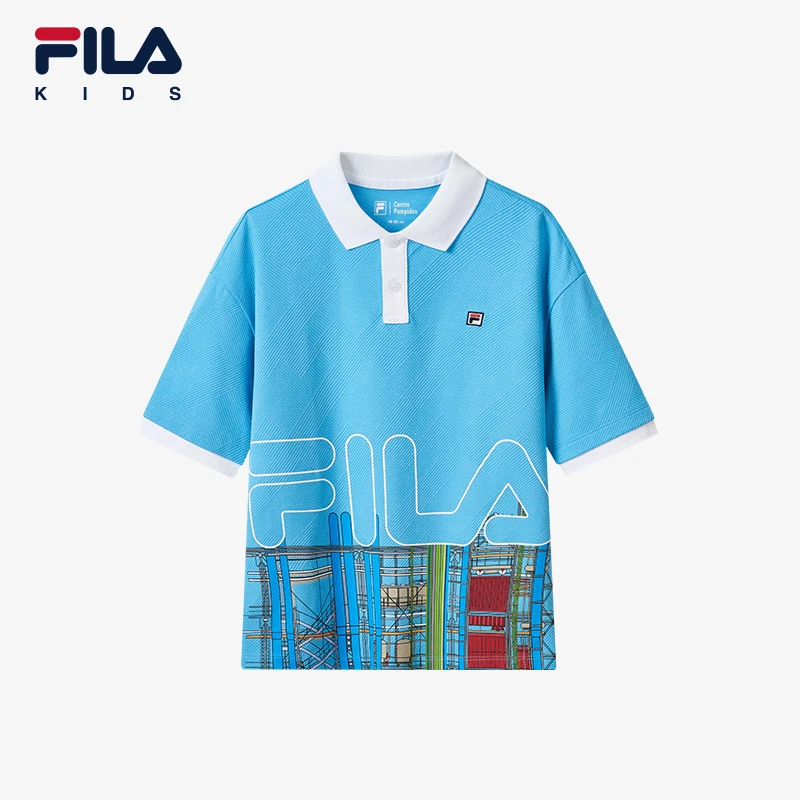 FILA/斐乐儿童男大童短袖蓬皮杜中心联名POLO衫潮流夏K12B434101F