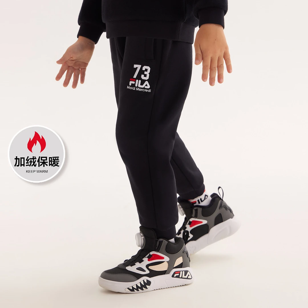 FILA儿童【亲子款】秋冬新款加绒保暖舒适运动百搭长裤K11B344602F