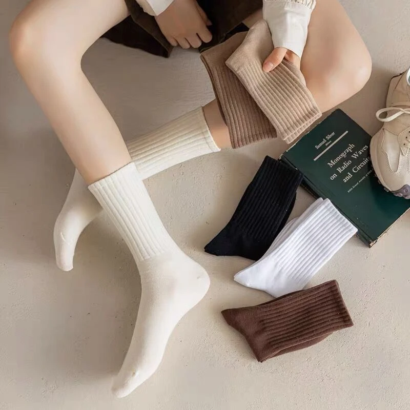 袜子女春秋中筒袜无骨堆堆袜女款白色外穿长袜运动女士秋冬季百搭