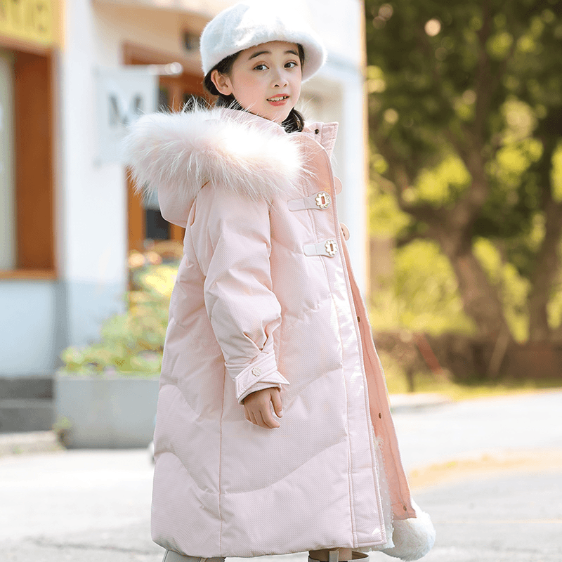 儿童羽绒服女童2023新款洋气女孩中长款加厚冬季保暖外套