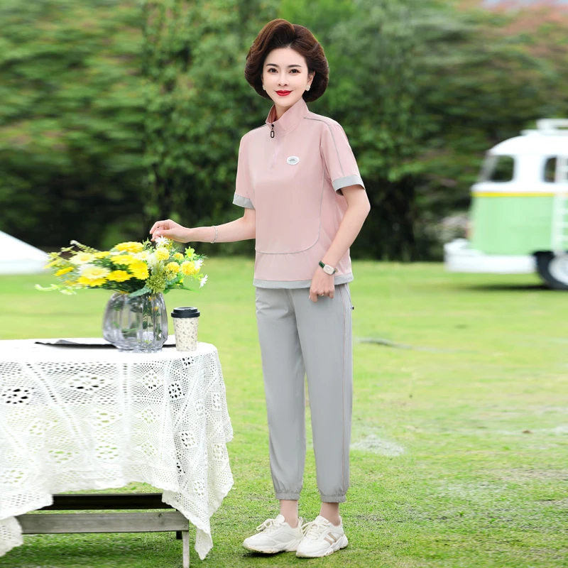 2023中老年妈妈装运动夏装时尚