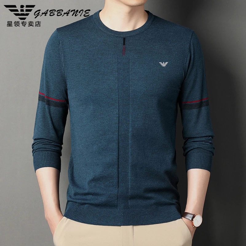 意大利专柜1280秋冬男士薄款绵羊毛打底衫轻奢高档圆领针织衫毛衣