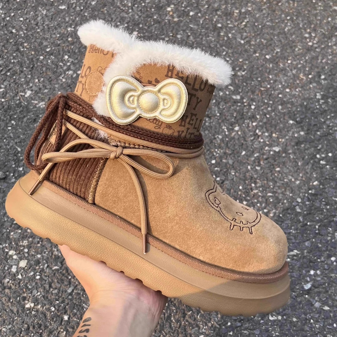 步狮登保暖雪地靴女冬加绒加厚大棉鞋2025年冬季新款防滑厚底短靴
