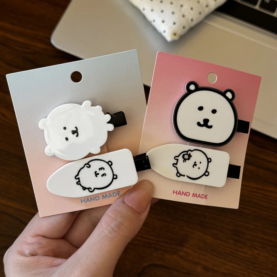 少女心可爱自嘲熊发夹甜美ins风无痕鸭嘴夹网红卡通百搭边夹发卡