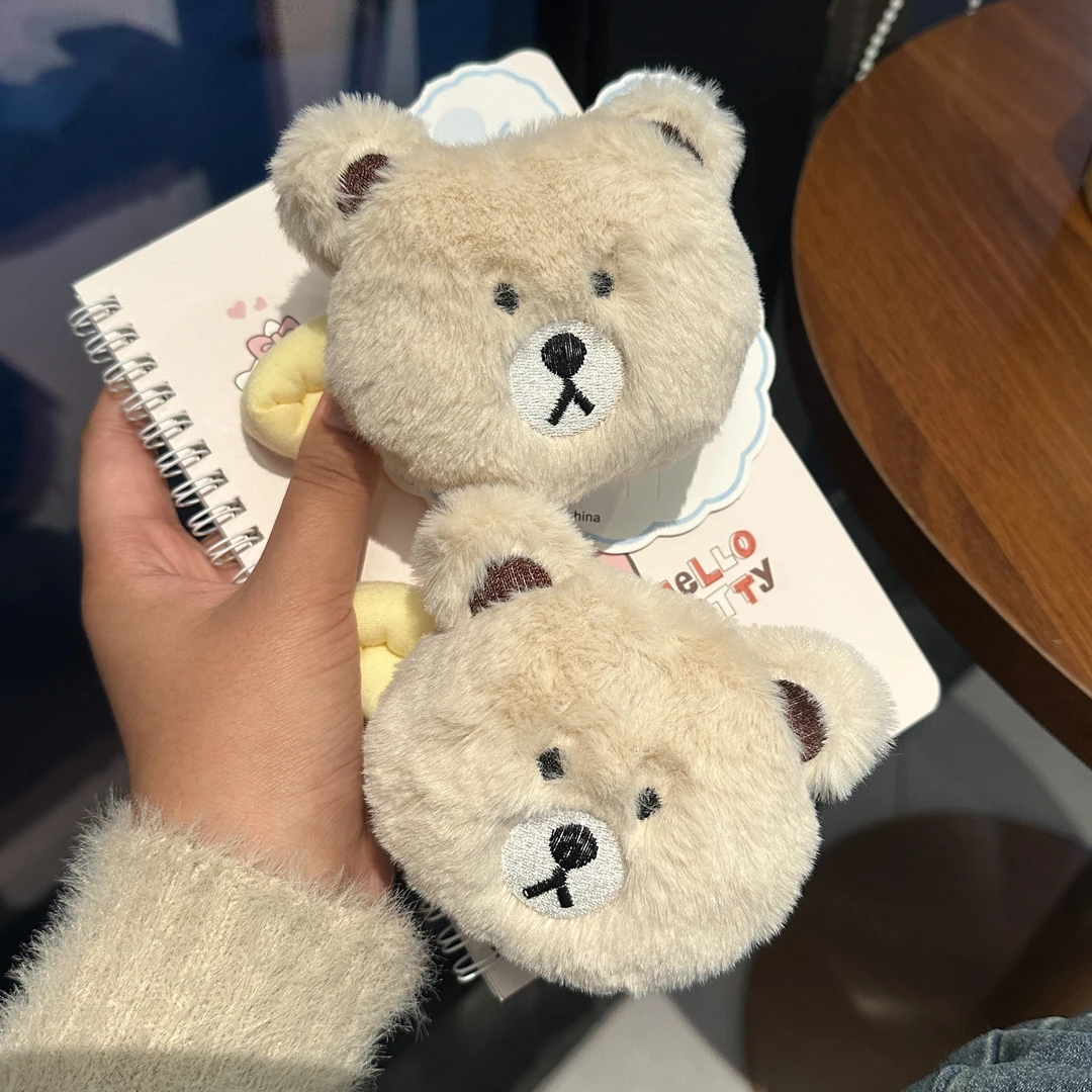 可爱毛绒大号轻松熊发夹卡通少女百搭侧边BB夹网红小熊碎发刘海夹