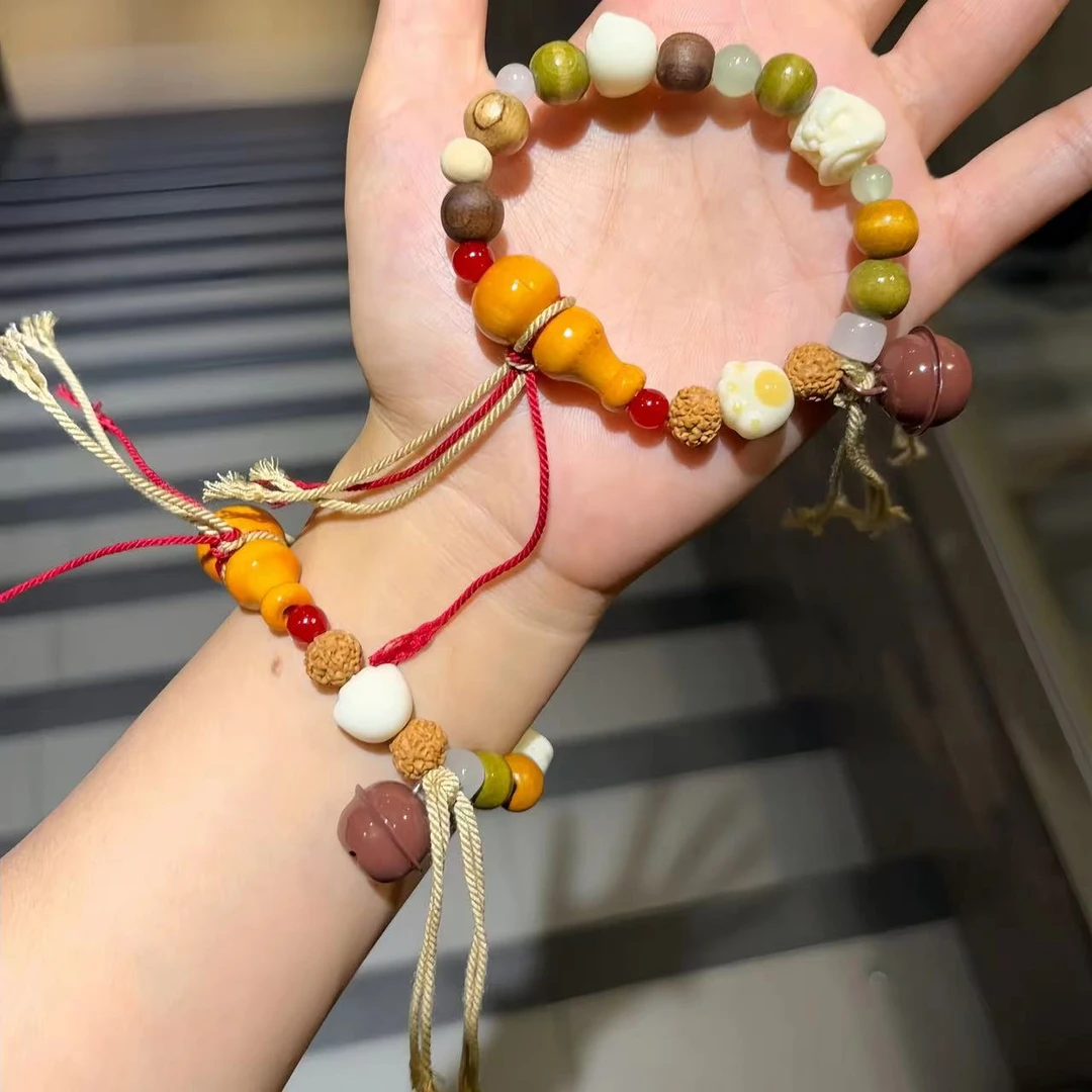 非金属木质手链 新中式多宝小葫芦国风手链小众设计ins复古手串