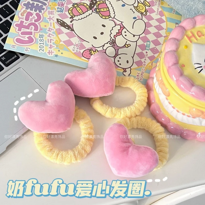 布艺胖爱心大肠发圈奶乎乎可爱软萌发绳少女甜美发饰发卡ins发夹