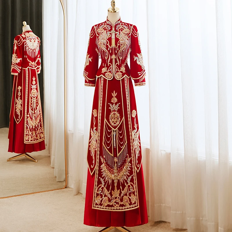 秀禾服新娘高级丝绒款2025新款中式婚服结婚敬酒礼服重工嫁衣显瘦