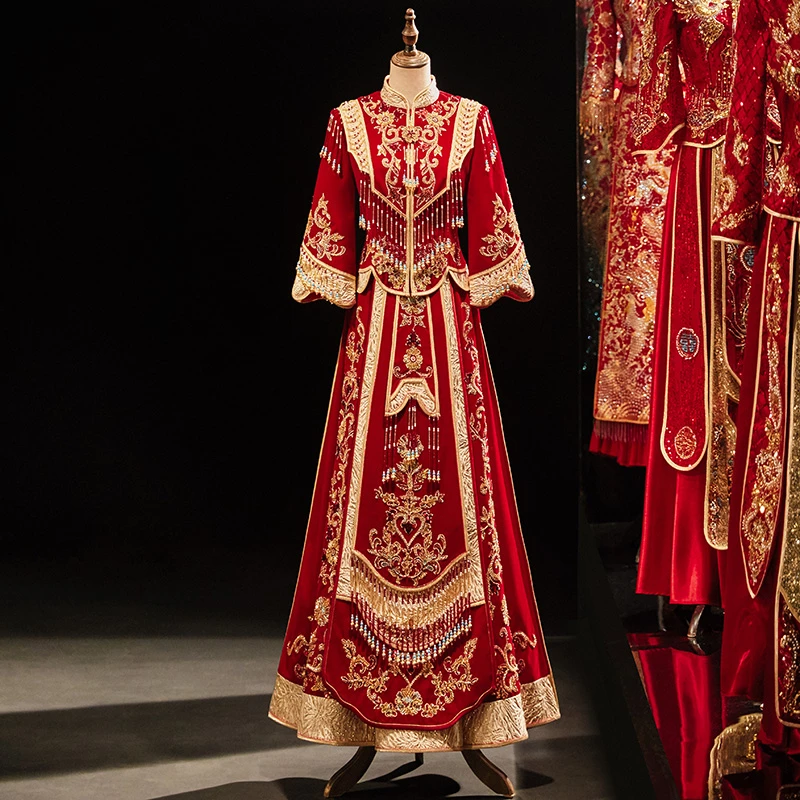 重工奢华秀禾服2025新款结婚女中式新娘服龙凤褂婚服敬酒服秀和服