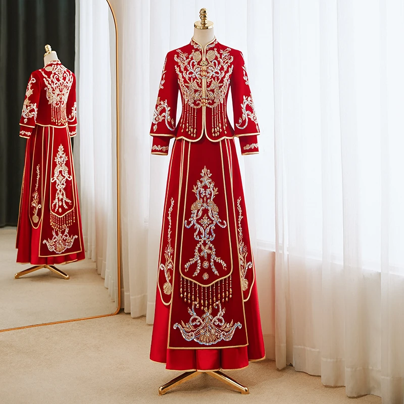 秀禾服新娘2025新款结婚嫁衣中式礼服冬季敬酒服大码秀禾小个子女