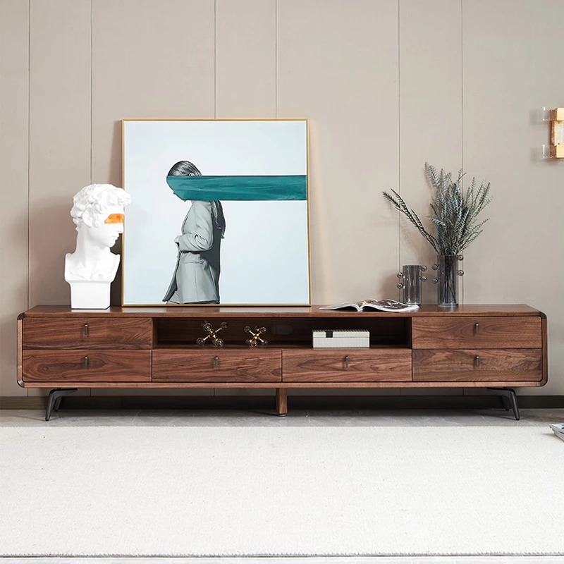 致典北美黑胡桃木电视柜现代简约实木电视机柜收纳柜储物柜储物柜