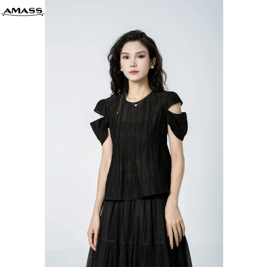 AMASS/阿玛施 气质百搭设计感短袖衬衣夏季薄款5300729