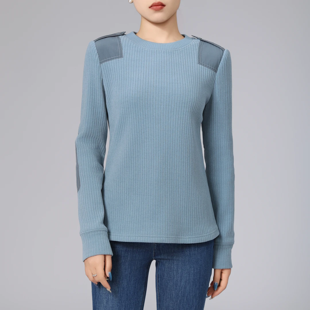 AMASS/阿玛施新款百搭时尚气质纯色雪尼尔保暖圆领上衣5301074