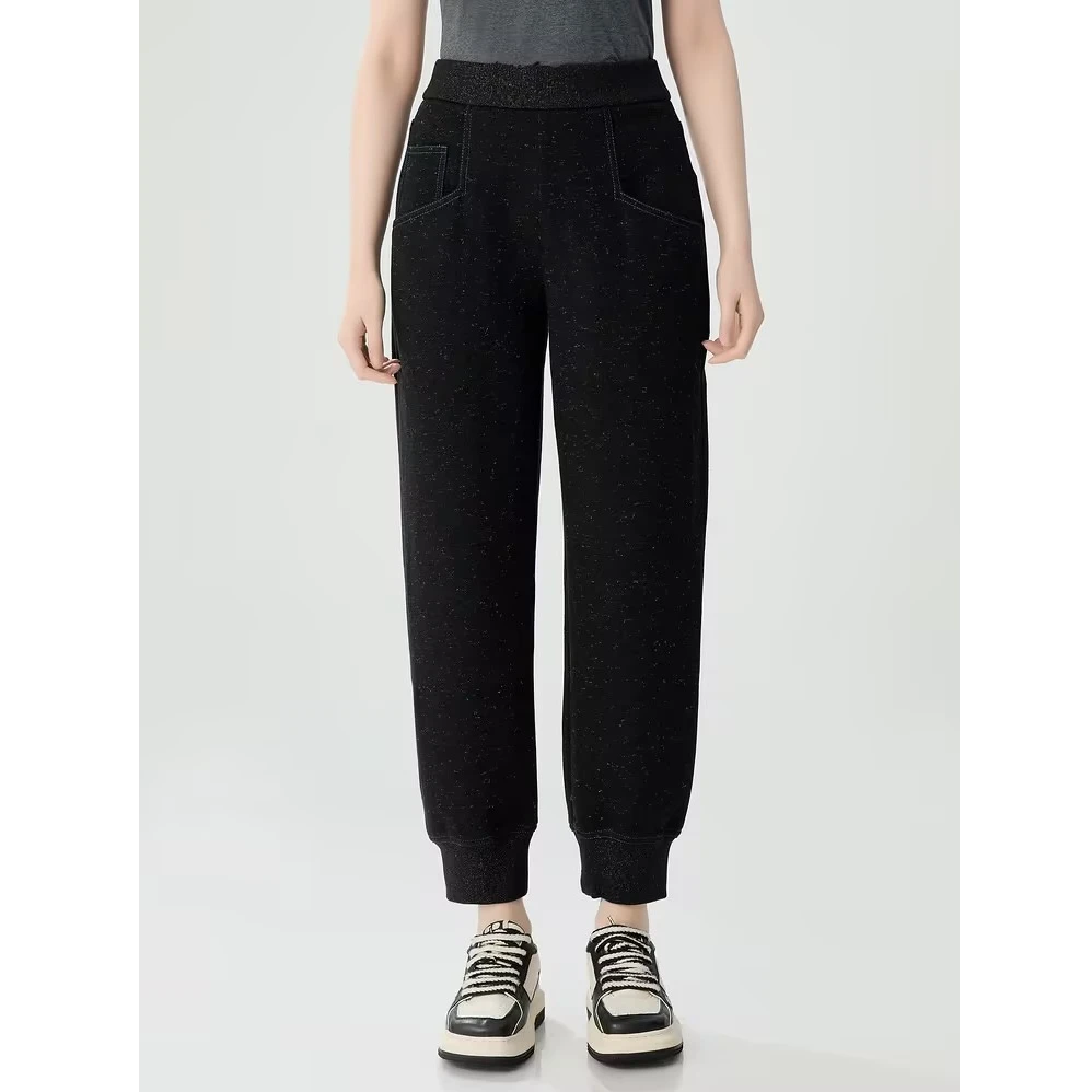 AMASS/阿玛施新款休闲束脚裤高腰潮牌银葱线工装九分裤5100526