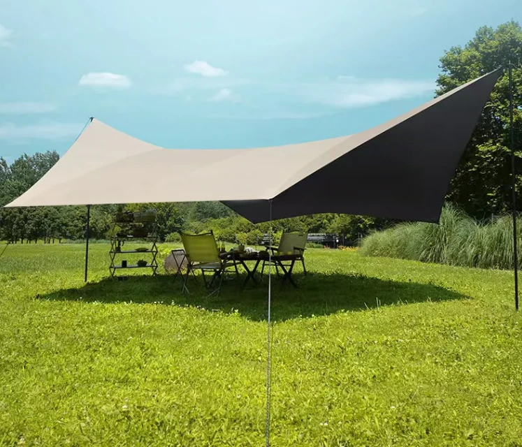 蝶形黑胶天幕遮阳防晒防雨防紫外线露营野营凉棚遮阳棚便超大加厚