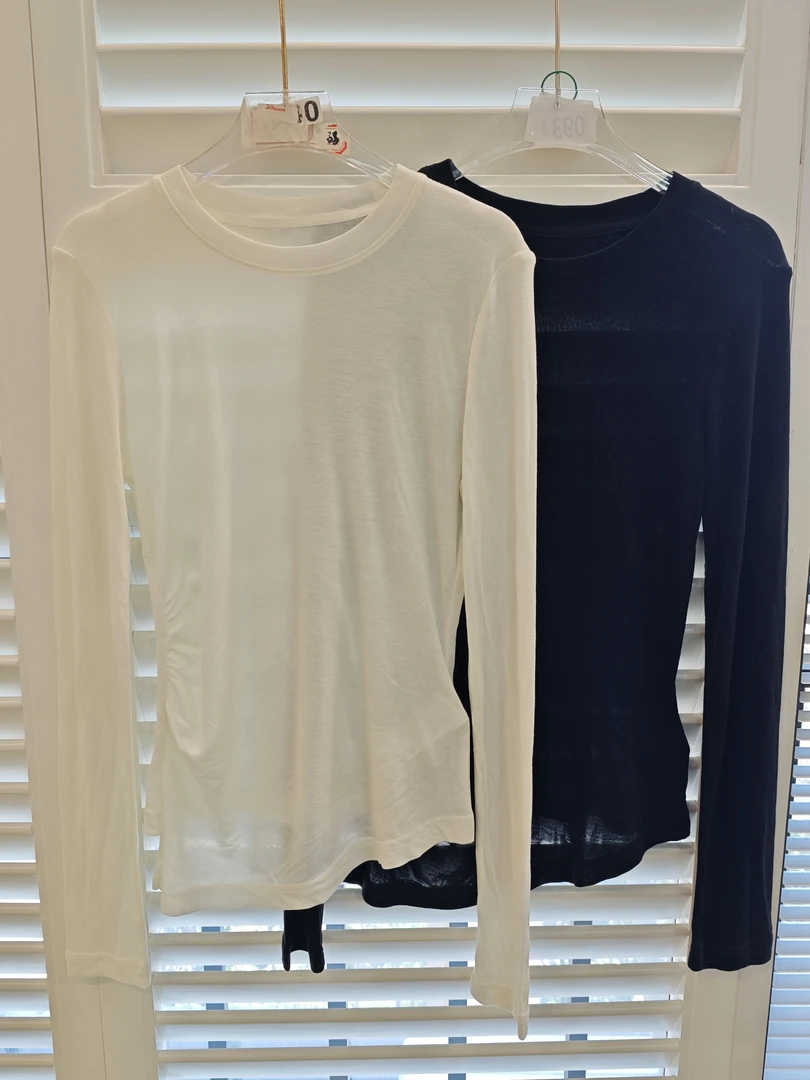 12021莱赛尔轻薄打底衫纯色洋气时髦长袖韩国T恤上衣女高级风