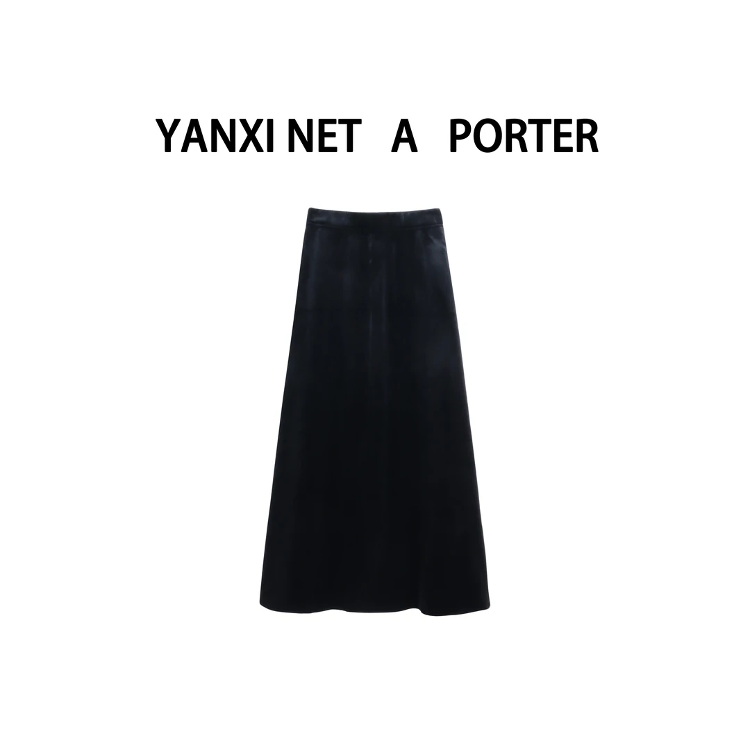 【11.24严选新品】黑色简约百搭时尚复古金丝绒半裙