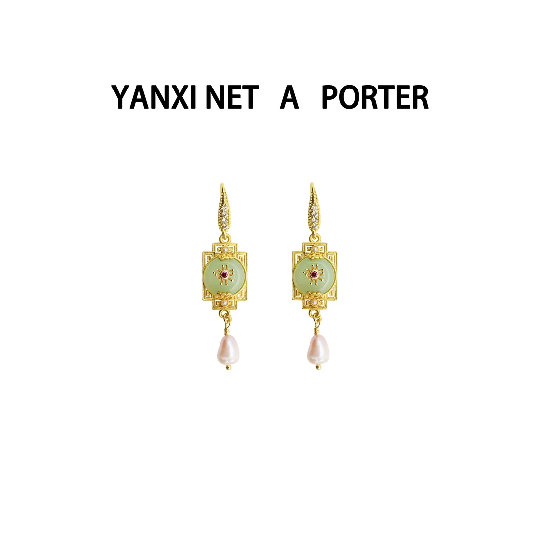 铜合金耳饰 【6.7严选新品】“金窗玉珠”新中式古典雅致珠珠耳环