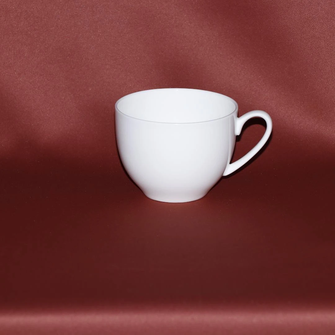 上川咖啡杯骨质瓷纯白色家用手工咖啡杯；高端精致茶具水杯