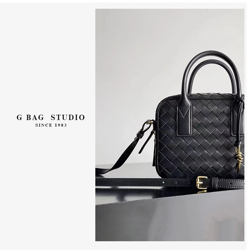 【GSTUDIO】24早春新款小方盒真皮编织女包手提单肩斜挎包小方包