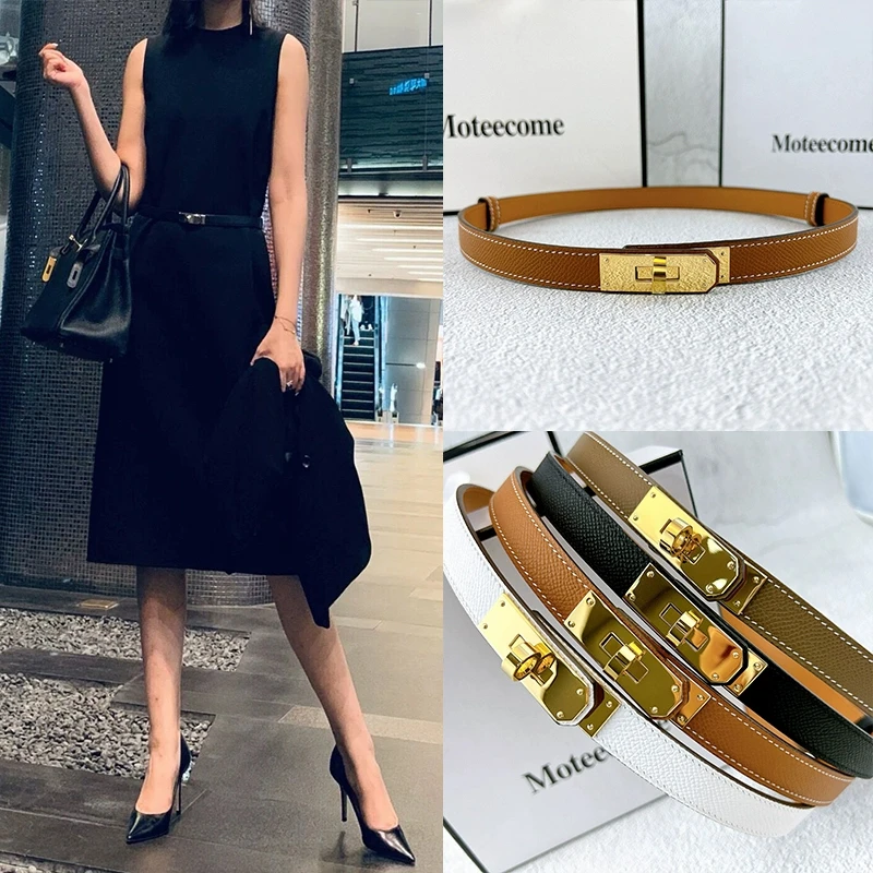 H家kelly腰带女真皮百搭配裙子连衣裙伸缩收腰细款凯莉西装裤皮带