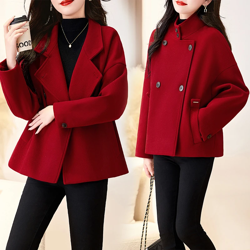 高级感毛呢外套女短款2025秋冬新款时尚百搭气质减龄呢子大衣女款