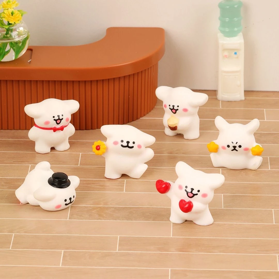 线条小狗可爱微景观摆件迷你车载桌面小摆件diy创意装饰小白狗