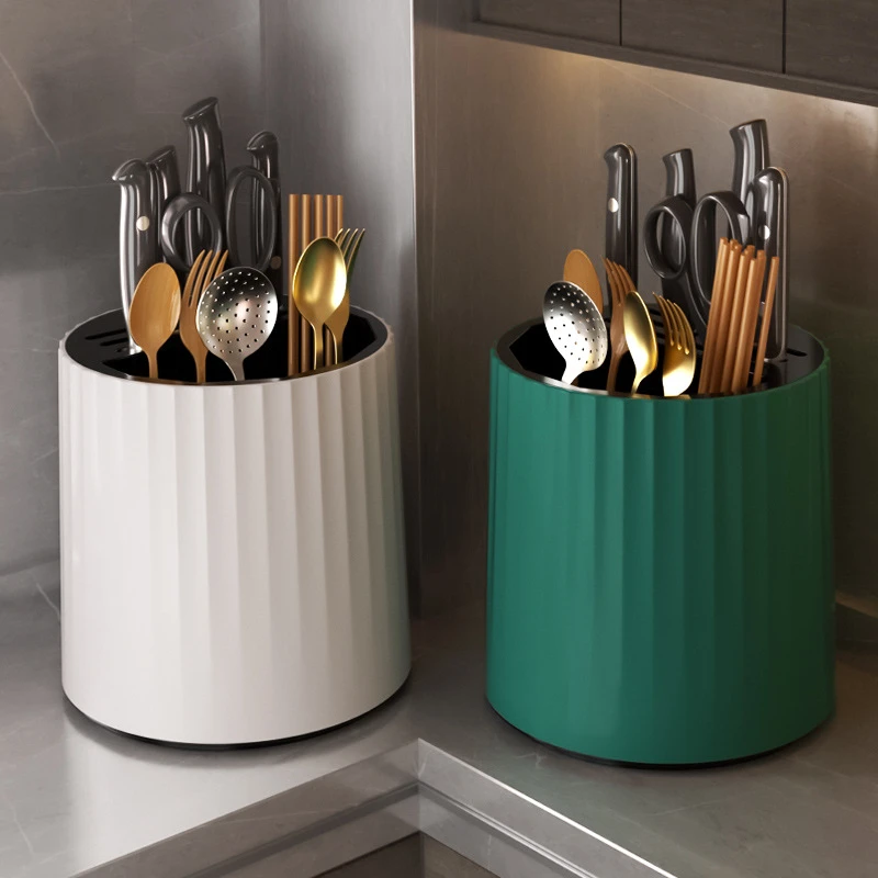 旋转厨房刀架置物架刀具收纳菜刀一体台面款筷桶放筷笼筷子筒刀座