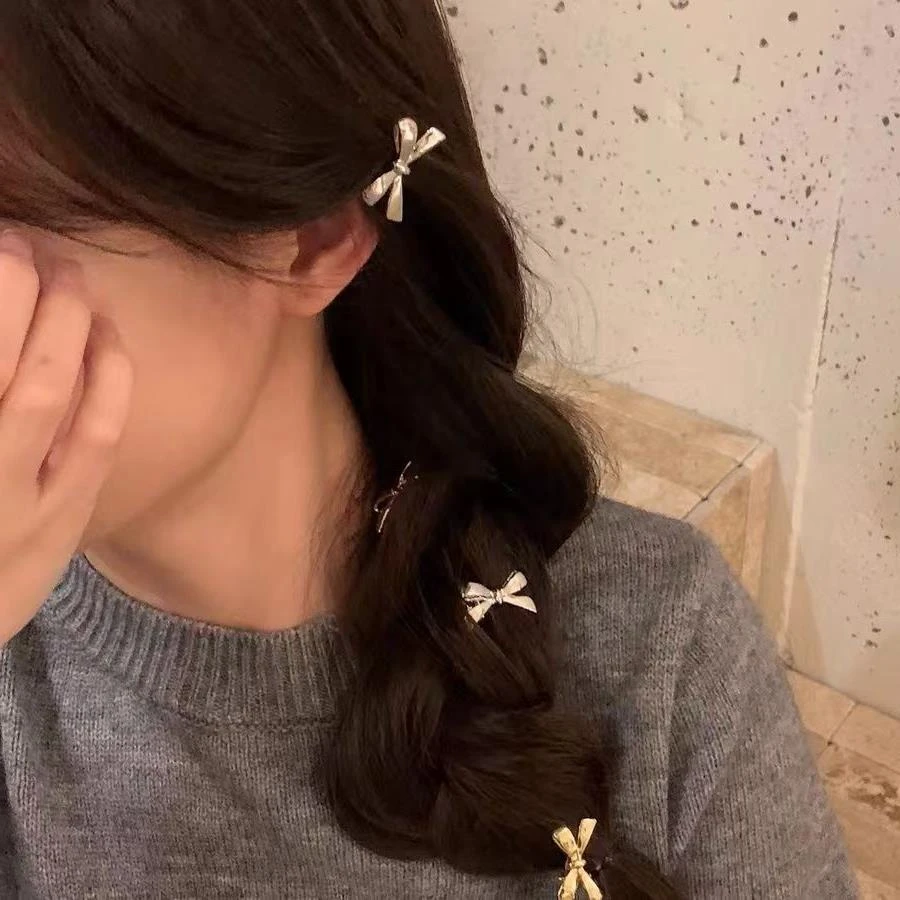 金属蝴蝶结新款发夹甜酷少女小号刘海发卡碎发夹子鸭嘴侧边饰品