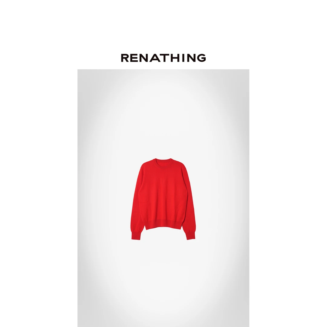 【RENATHING】宽松舒适窄边螺纹领针织衫