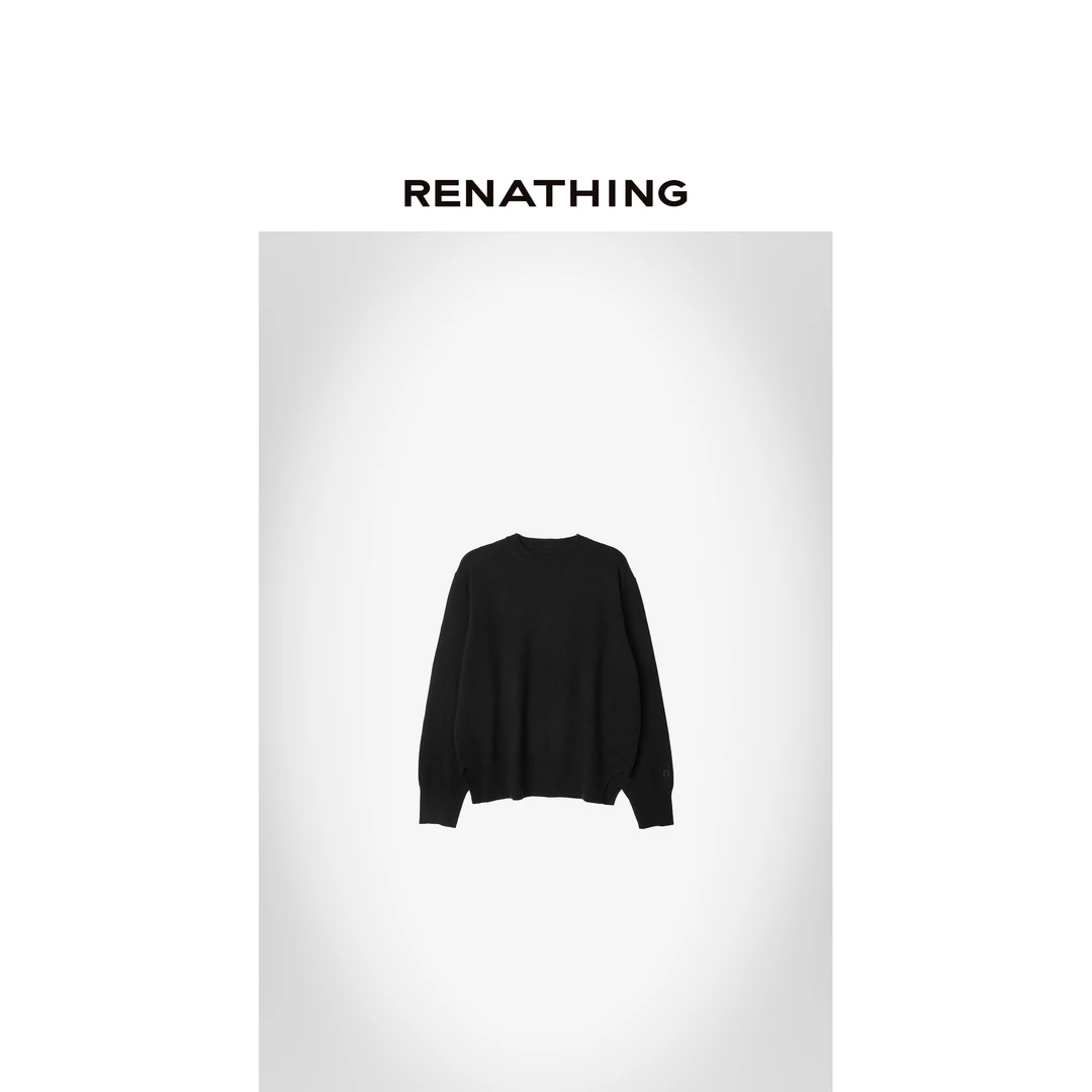 【RENATHING】圆领简洁侧开衩针织衫