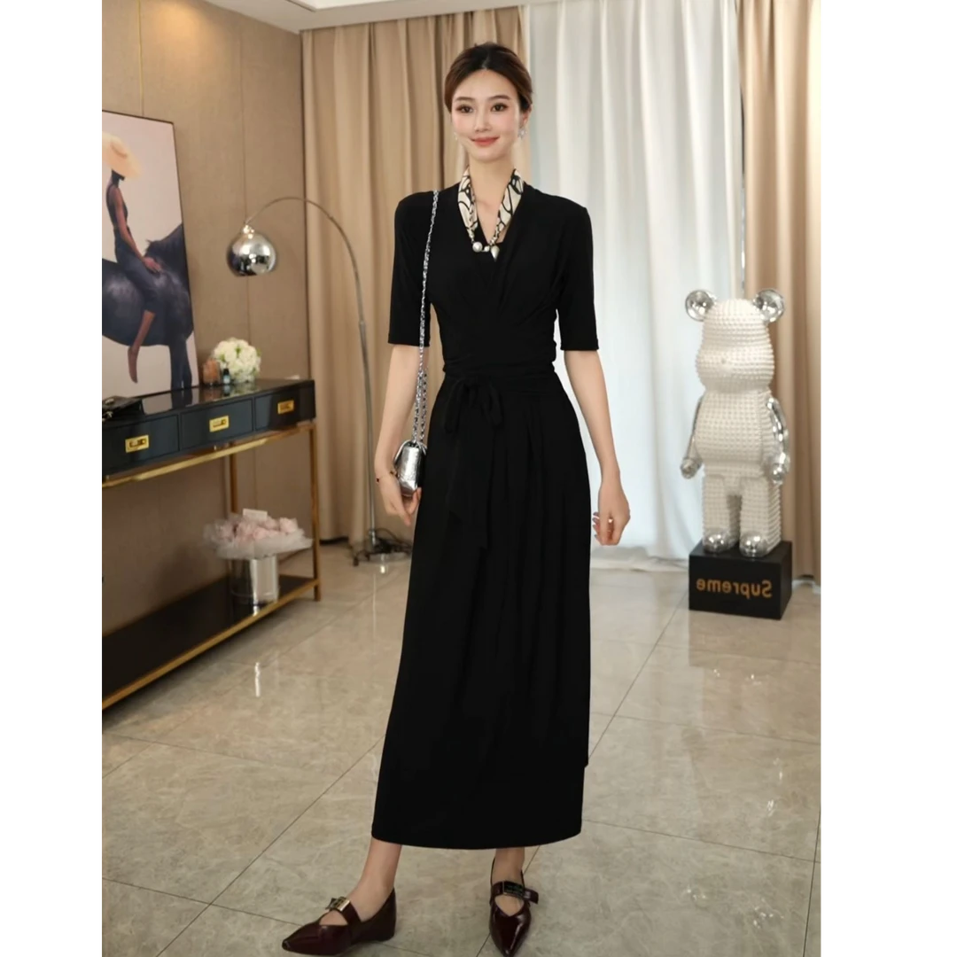 黑色法式同款舒适百搭透气亲肤气质高腰时尚显瘦连衣裙