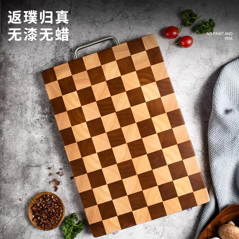 好管家棋盘格砧板复古家用加厚格子方形1396