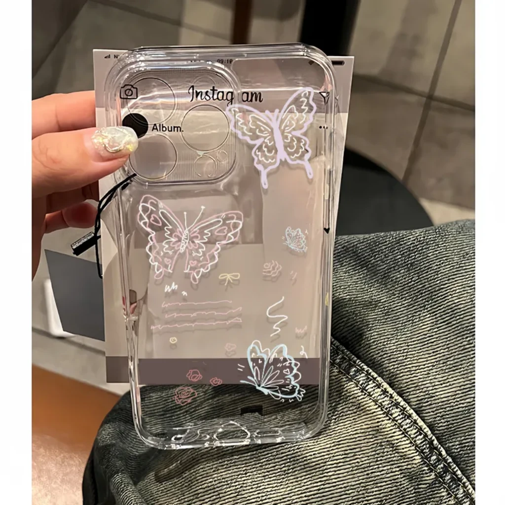 文艺蝴蝶适用iphone15promax手机壳苹果13/14/12小米vivo华为oppo