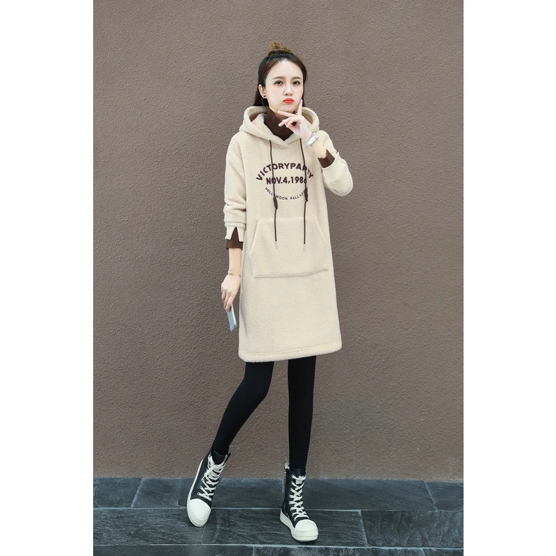5613秋冬款式连帽加绒休闲运动百搭显瘦减龄气质网红洋气韩版时尚