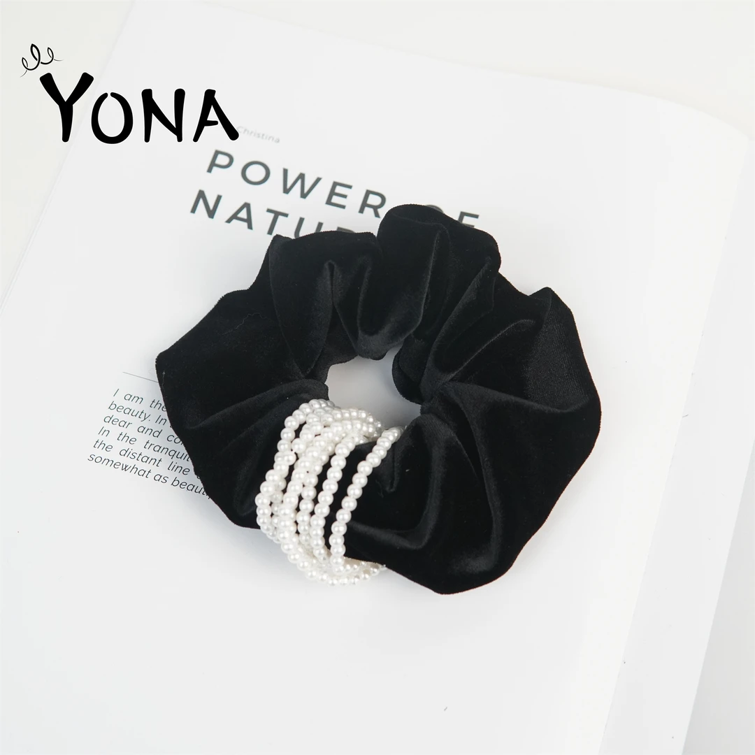 【FQ032】气质串珠低扎马尾丸子头发圈头绳简约百搭发绳肠圈