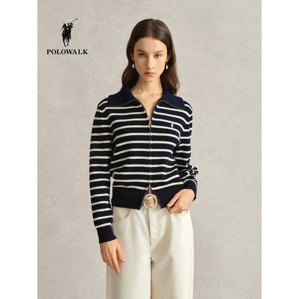 POLOWALK2024女士毛针织衫秋冬新款温柔质感翻领毛衣CBTW43580271