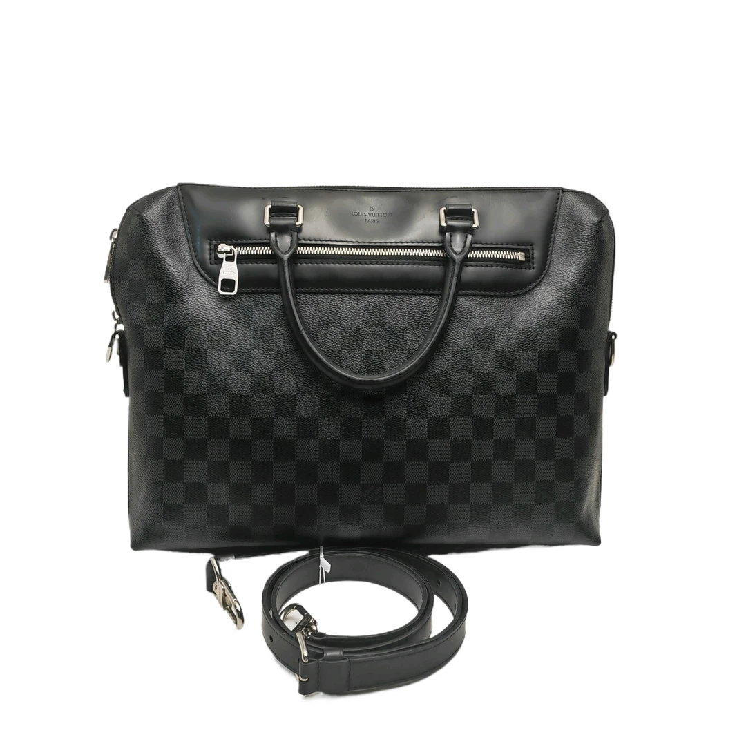 99新 LouisVuitton/路易威登 /0966/男士经典黑棋盘格配皮公文包/