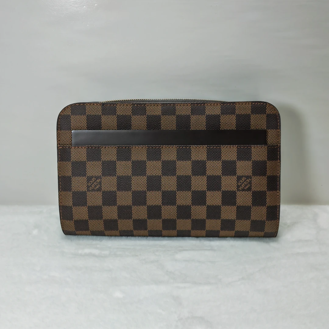 95新 LouisVuitton/路易威登 /0885/男士棕色棋盘格手拿包/经典/
