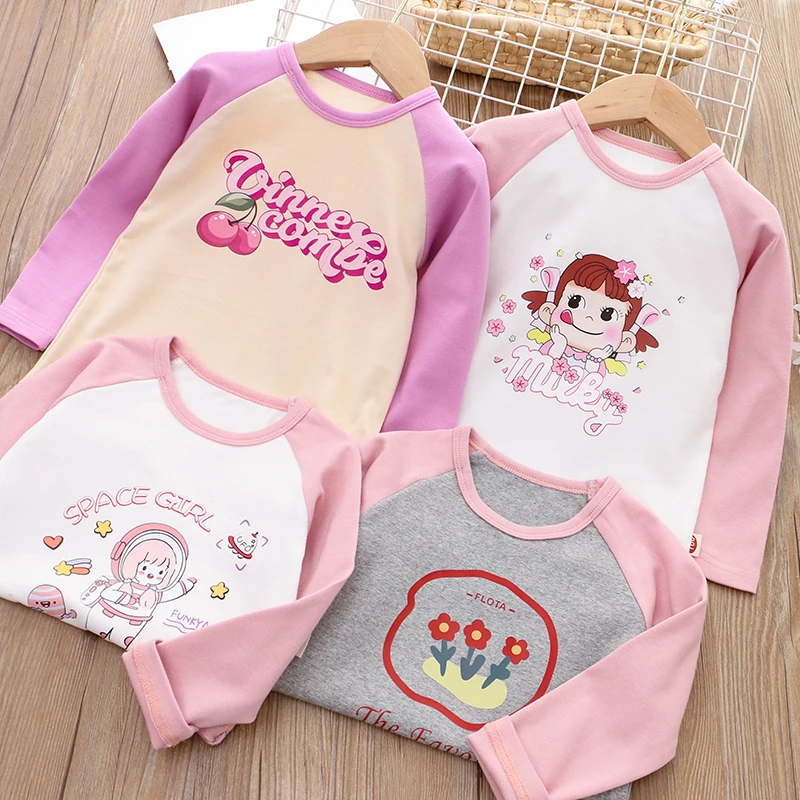 女童纯棉长袖圆领T恤 春秋款儿童装宝宝卡通洋气小女孩外穿打底衫