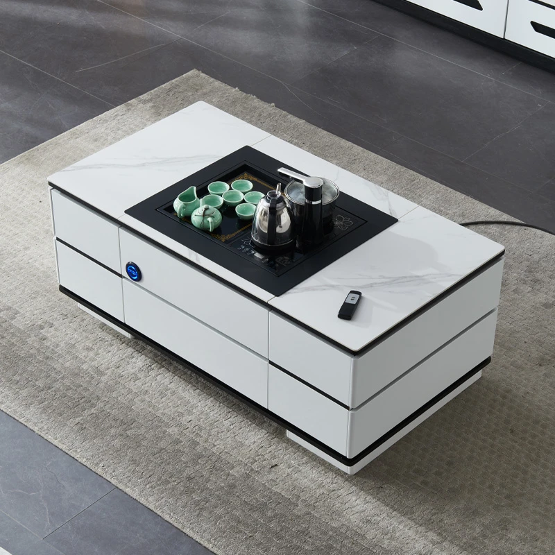 全自动多功能升降茶几遥控岩板功夫一体简约客厅二合一茶台桌家用