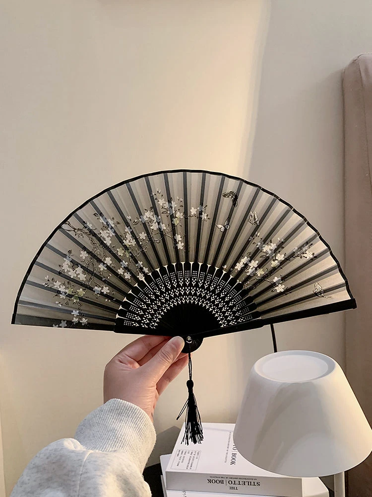 古风扇子折扇中国风女汉服舞蹈折叠扇随身携带素雅古装全竹骨竹扇