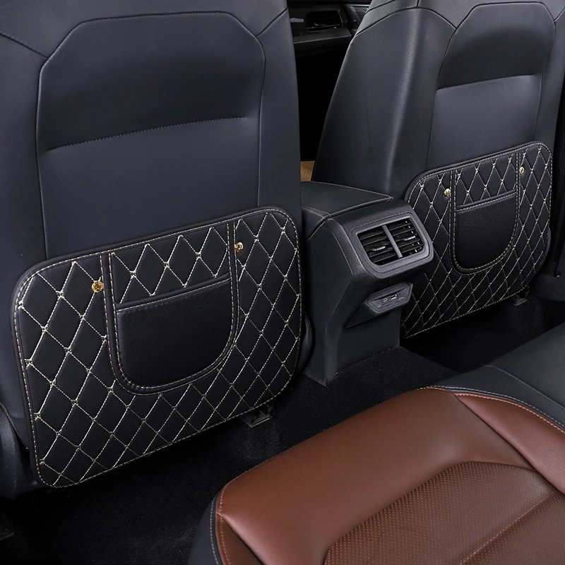 汽车座椅防踢垫后排防儿童脚印座椅垫高档车标防磨防刮座椅装饰垫